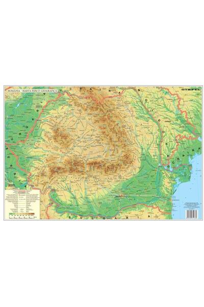 Stiefel Romania - Harta Fizica Dimensiune: 70 x 50 cm