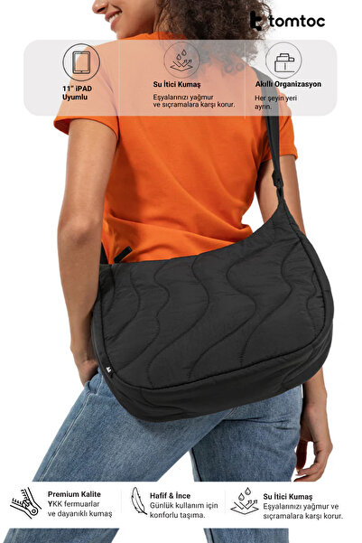 Tomtoc Terra Puffy Series T34 11" - 9L Black Hand and Shoulder Bag - T34M1D1