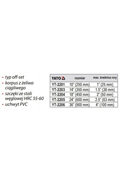 yato YT-2205 Cheie pentru țeavă NASTAWNY 600mm PVC