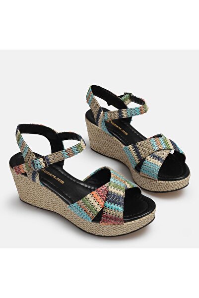 37Numara Large Size Summer Colorful Cross-Strapped Women's Wedge Heel Sandals...