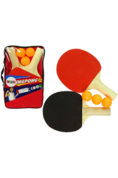 LEAN Set de 2 rachete de ping-pong + 3 mingi, roșu / negru, 10479