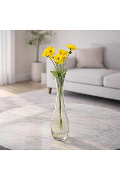Yapay Çiçek 4lü Gelincik Dalı 60 cm Sarı