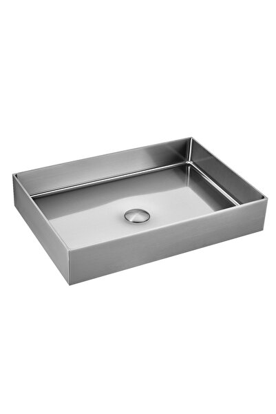 Karag Saturn Νιπτήρας επικαθήμενος ανοξείδωτος Brushed Steel 55x38x10cm