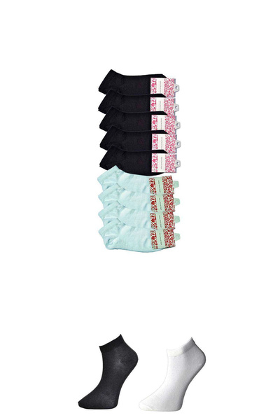 mtm My The Mall Clothing Black and White Women's Ankle Socks 9 Pairs