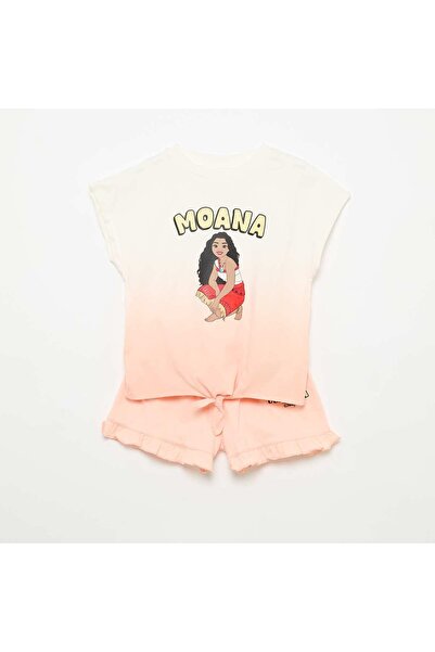 KIABI Ruffled Shorts and 'Disney' T-shirt Set ORANGE