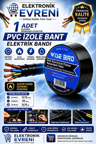 IRONSTAR 1 adet PVC izole bant / Elektrik bandı / Elektrik izole bandı / Siya...