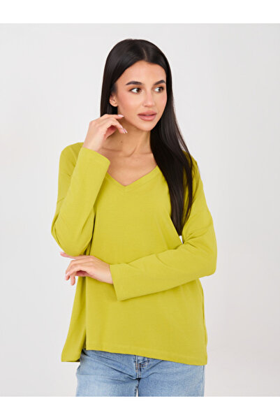 rue parıs Bluza Dama, RUE PARIS, Bumbac, Maneca lunga, Lime, model RV-BZ-A109...