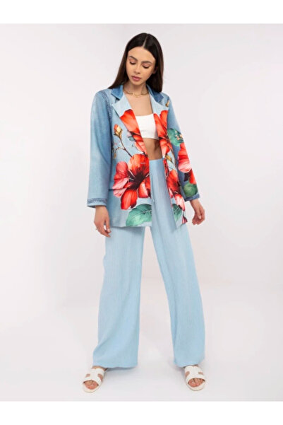 Italy Moda Women's Jacket, ITALY MODA, Viscose, Long Sleeve, Blue, model DHJ-...