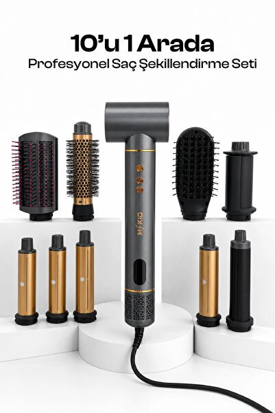 MKIO Saç Kurutma ve Şekillendirme Seti 10’u 1 Arada AirStyler ,110.000RPM BLD...