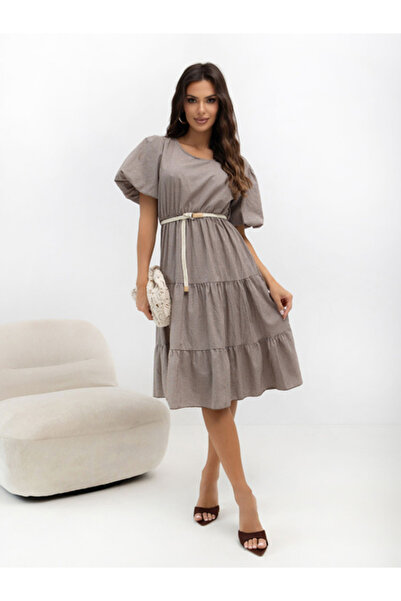 Italy Moda Rochie Dama, ITALY MODA, Bumbac, Rochie evazata, Maro, model MO-SK...