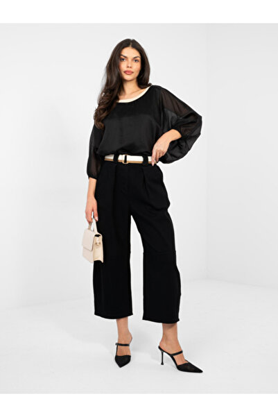 rue parıs Pantaloni Dama, RUE PARIS, Bumbac, Negru, model IT-SP-FL9929-1.74