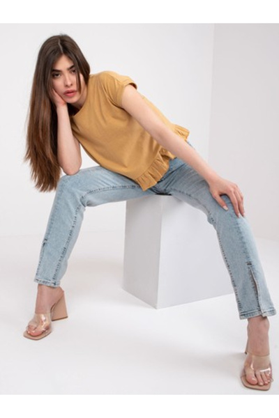 Mayflies Tricou Dama Decolteu rotund, Bumbac, Mayflies, Camel Marimi Mari Mod...
