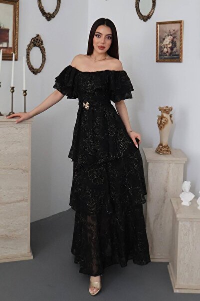 Generic Brand Black Layered Ruffle Dress