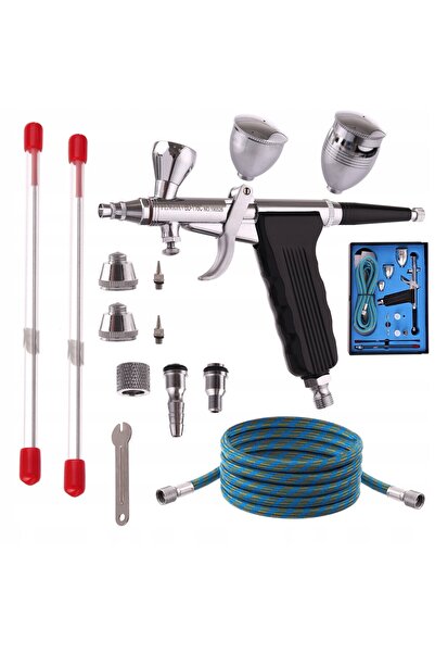 Fengda Aerograf cu 3 duze 0,3+0,5+0,8mm și 3 rezervoare - set aerograf