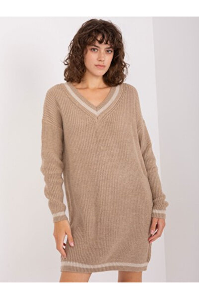 BADU Rochie Dama, BADU, Acril, Rochie oversize, Bej inchis, model BA-SK-8023-...