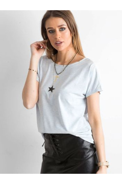 Basic Feel Good Tricou Dama Mini, Decolteu barcuta, BASIC FEEL GOOD, Albastru...