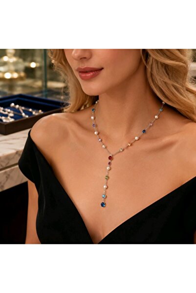 Monalisa Home Luxurious Figured Zircon Stone Y Necklace