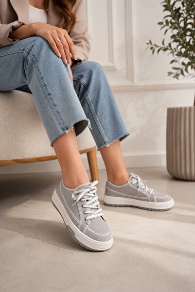 Encool Women's Gray Sneaker Thick Sole – Minimal Daily Comfortable Sports Shoes