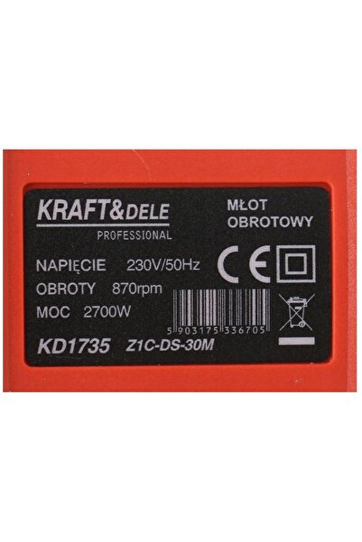 Kraft&dele Ciocan rotopercutor SDS+ 2700W 6J Valiză Daltă KD1735