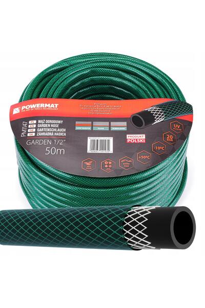 Powermat Furtun de grădină 3 straturi 20 bari 1/2 " 50m pentru udare PVC Prod...
