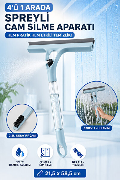 Hane Dostu 4'ü 1 Arada Spreyli Cam Silme Aparatı Çekçek Camsil Dar Alan Temiz...