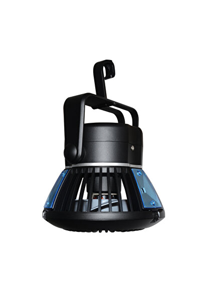 Heckermann Ventilator, lanternă, solar, USB, LED, 4 în 1, pentru camping și t...