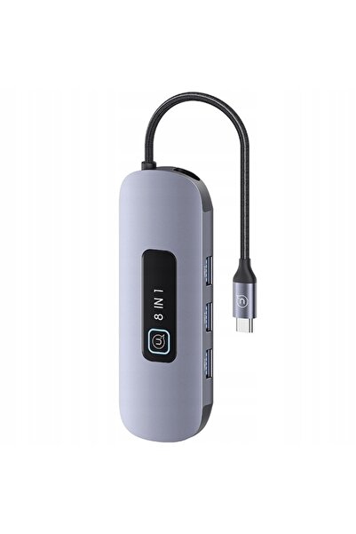 Usams ADAPTOR HUB 8-în-1 USB-C / 3xUSB-A 3.0, TF, SD, USB-C, HDMI, RJ45 PD100W