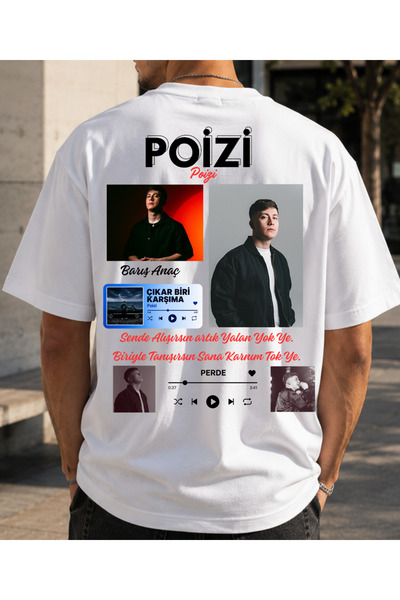 shidumanlar Oversize Unisex Geniş Kalıp POİZİ Özel Tasarım Baskılı Pamuklu Pe...