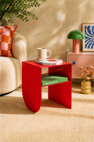 HOME SANAT Loop Raflı Çift Kullanımlı Metal Yan Sehpa