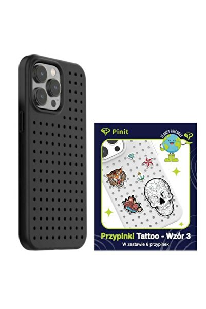 Pinit Husă dinamică cu set de ace cu tatuaje pentru iPhone 14 Pro Max, Negru
