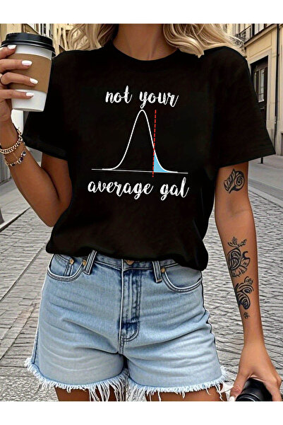KYMC07 تي شيرت نسائي مطبوع عليه عبارة "not Your Average Gal" - بلوزة بأكمام ق...