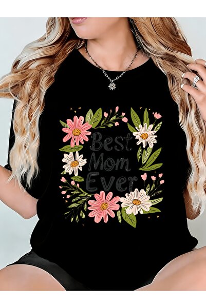 799 Floral Design Women'S T-Shirt That Says 'Best Mom Ever', Featuring a Comf...