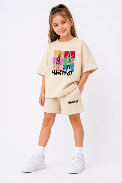 fasardi Manifest Girls M6Nifestgirls Printed Oversize 100% Cotton T-Shirt Sho...