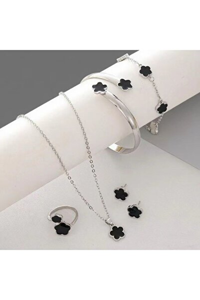 Choice silver-black 5pcs Lucky Five-petal Flower Women's Jewelry Set, Fashion...