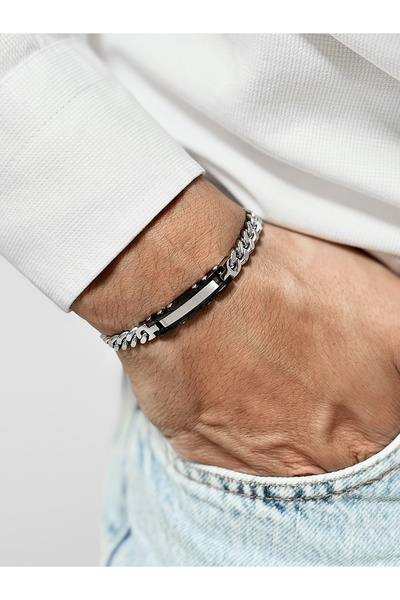 FERRO Black and Silver Steel Men's Bracelet Frj10207A-J 2 Year Warranty Gift ...