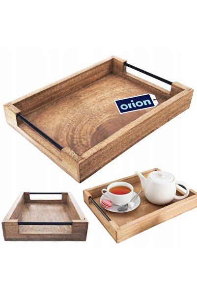 Orionis Platou de servire din lemn MANGO 35,5 x 25,5 cm ORION cu mânere metalice