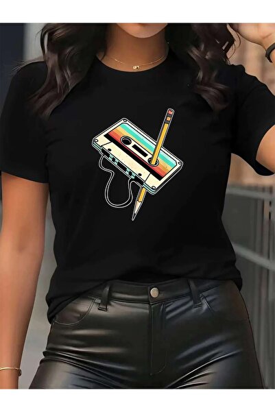 NOURAM تي شيرت نسائي برقبة مستديرة، ناعم، بتصميم رسومي عصري، مريح وأنيق للارت...