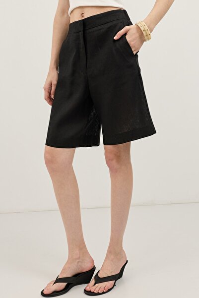 Antioch Black Linen Blend Relaxed Women's Shorts