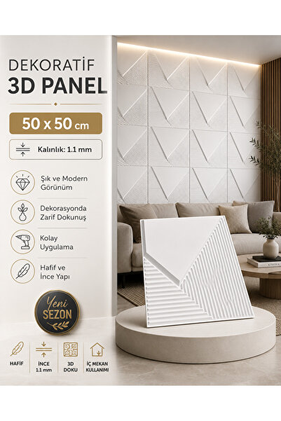 CraftWallDecor FİN 3D DUVAR PANELİ BOYANABİLİR ( ÖLÇÜ : 50*50 cm / 4 adet: 1 m2)