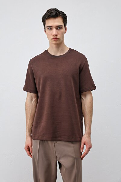 Antioch Dark Brown Regular Fit Basic Men's T-Shirt
