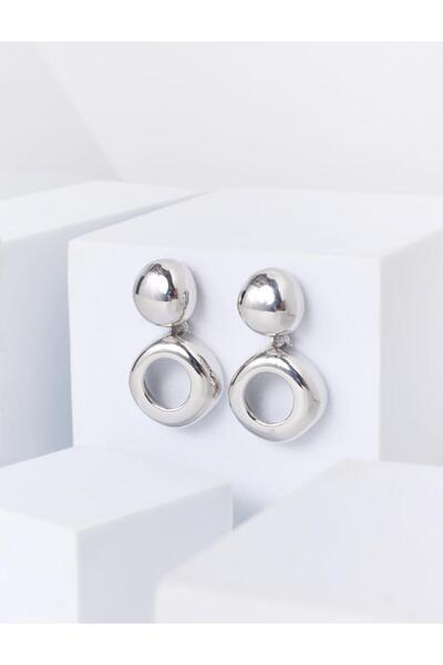 Jimmy Key Silver Color Geometric Form Dangle Earrings