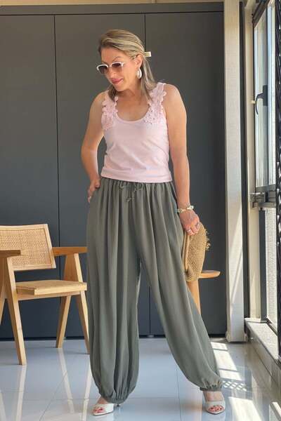 MİSLİNA BUTİK Haki Şalvar Model İthal Pantolon