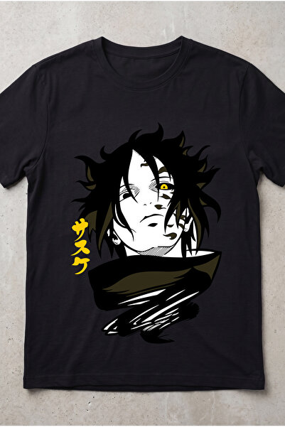 Silkensoul Naruto Sasuke Uchiha Anime Printed Standard Cut Unisex Tshirt