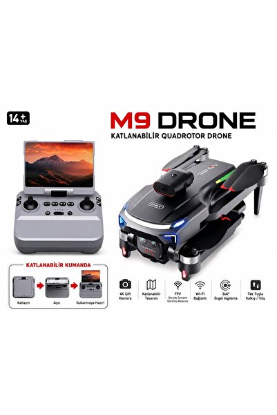 ATLT ATLANTİS M9 DRON KATLANABİLİR EKRANLI KUMANDA 4K ÇİFT ÇİFT LENS FVP KAME...