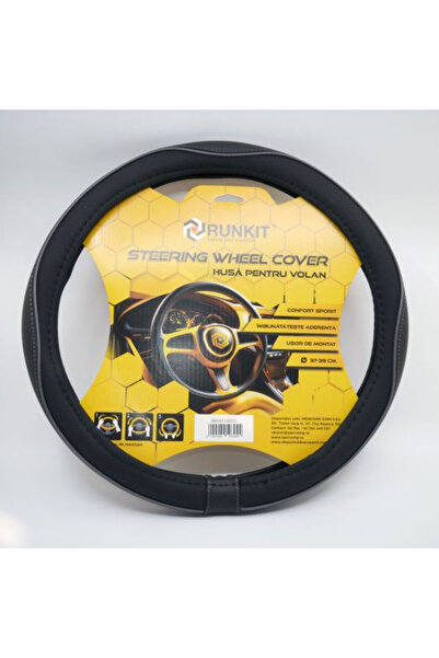 RUNKIT Steering wheel cover synthetic Leather Black/Grey (37-39 cm)