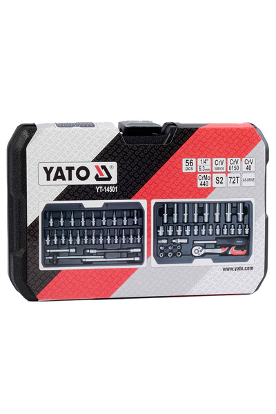 yato Trusa Chei Tub.+ Biti 1/4 56 Buc 56 Piese