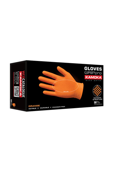 kamoka Gloves Nitrile-EXTREME GRIP ORANGE 50 PC (M)
