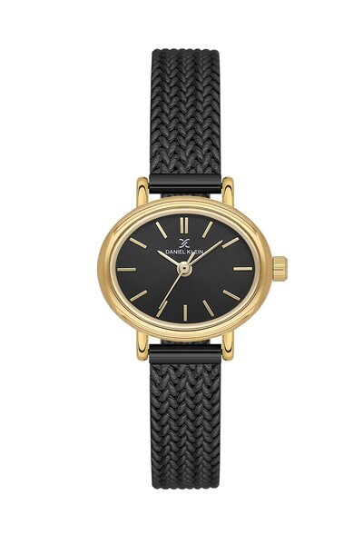 Daniel Klein 24 mm Women's Wristwatch with Gold Strap and Black Color, Gift P...