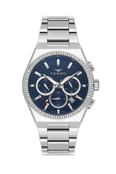 FERRO Silver Steel Cord Men's Wristwatch Fm11801A-A3 Functions Active Waterpr...