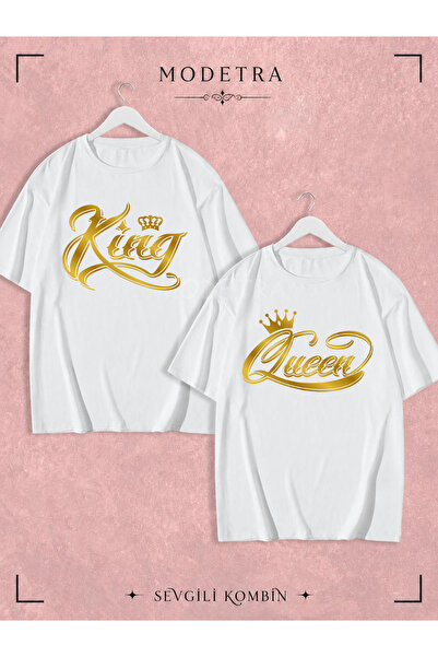 Modetra Women's Men's King Queen Design Medium Front Printed Lover Couple Com...